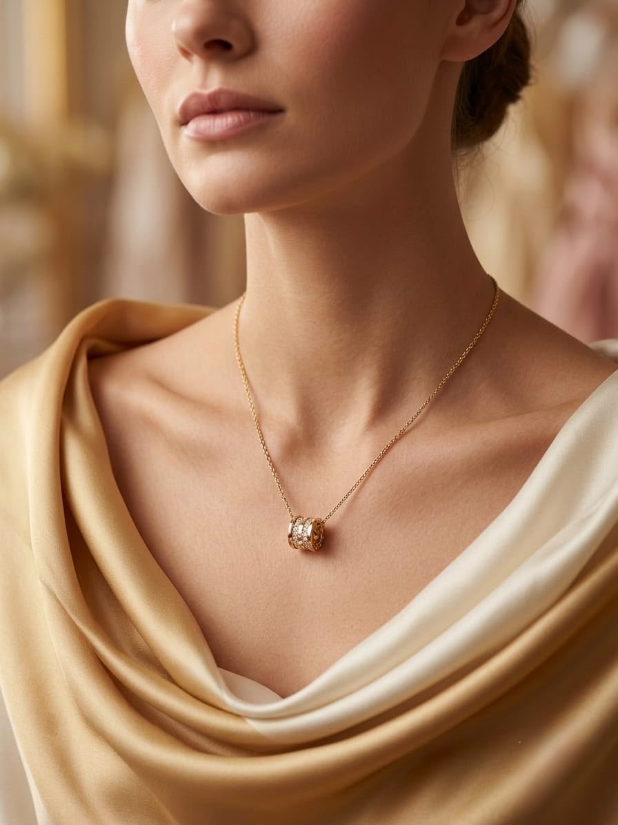 Maison cylindre pavè necklace