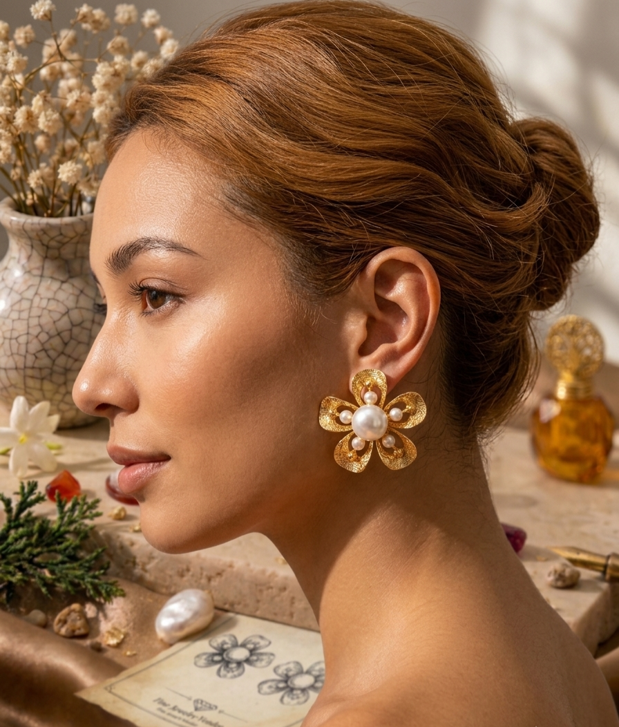 Pearl Bloom Statement Earrings