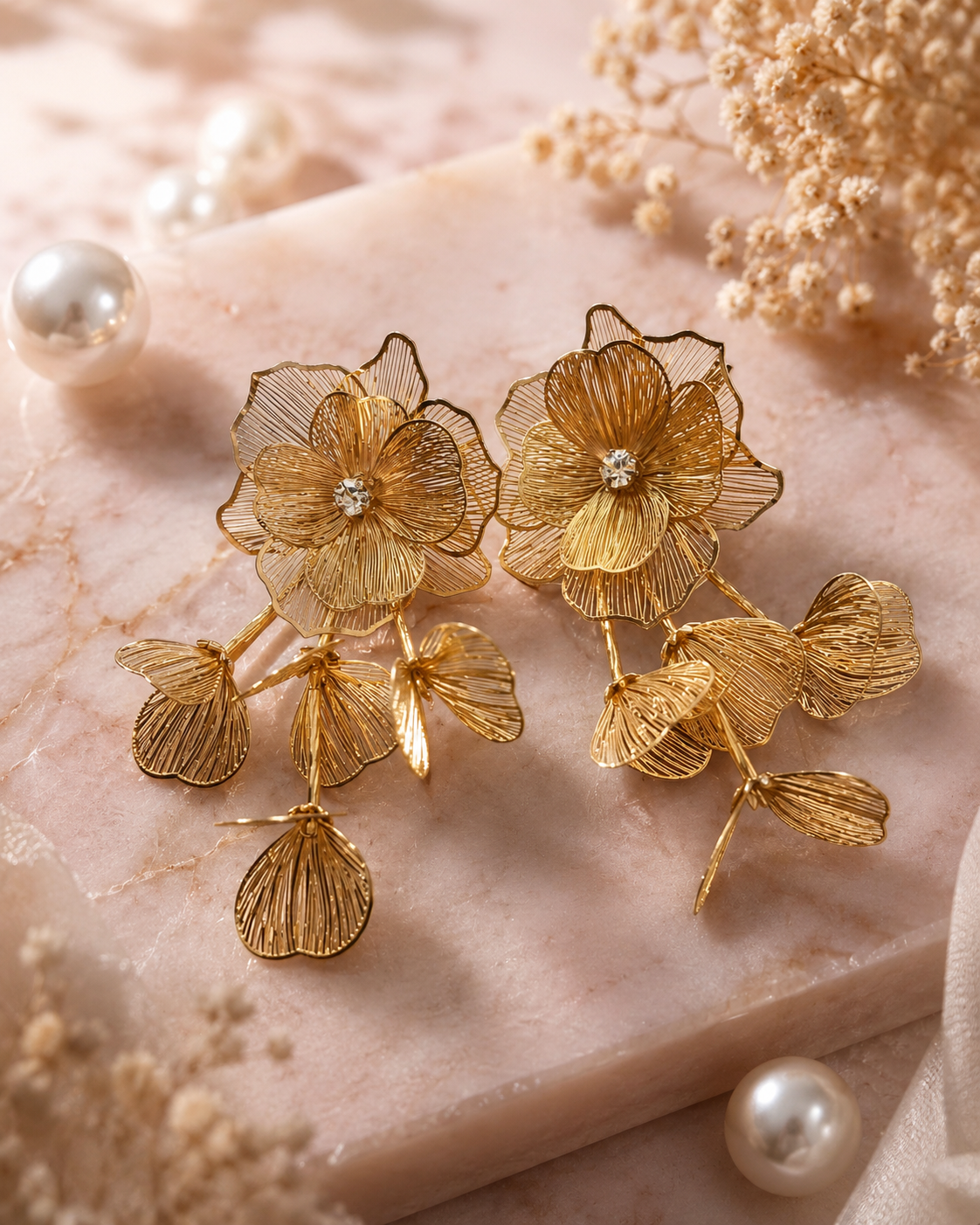 Golden Bloom Cascade Earrings