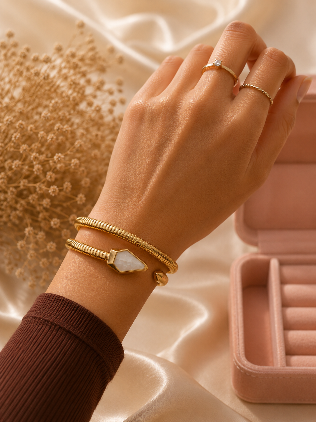 Luna Pearl Coil Bracelet