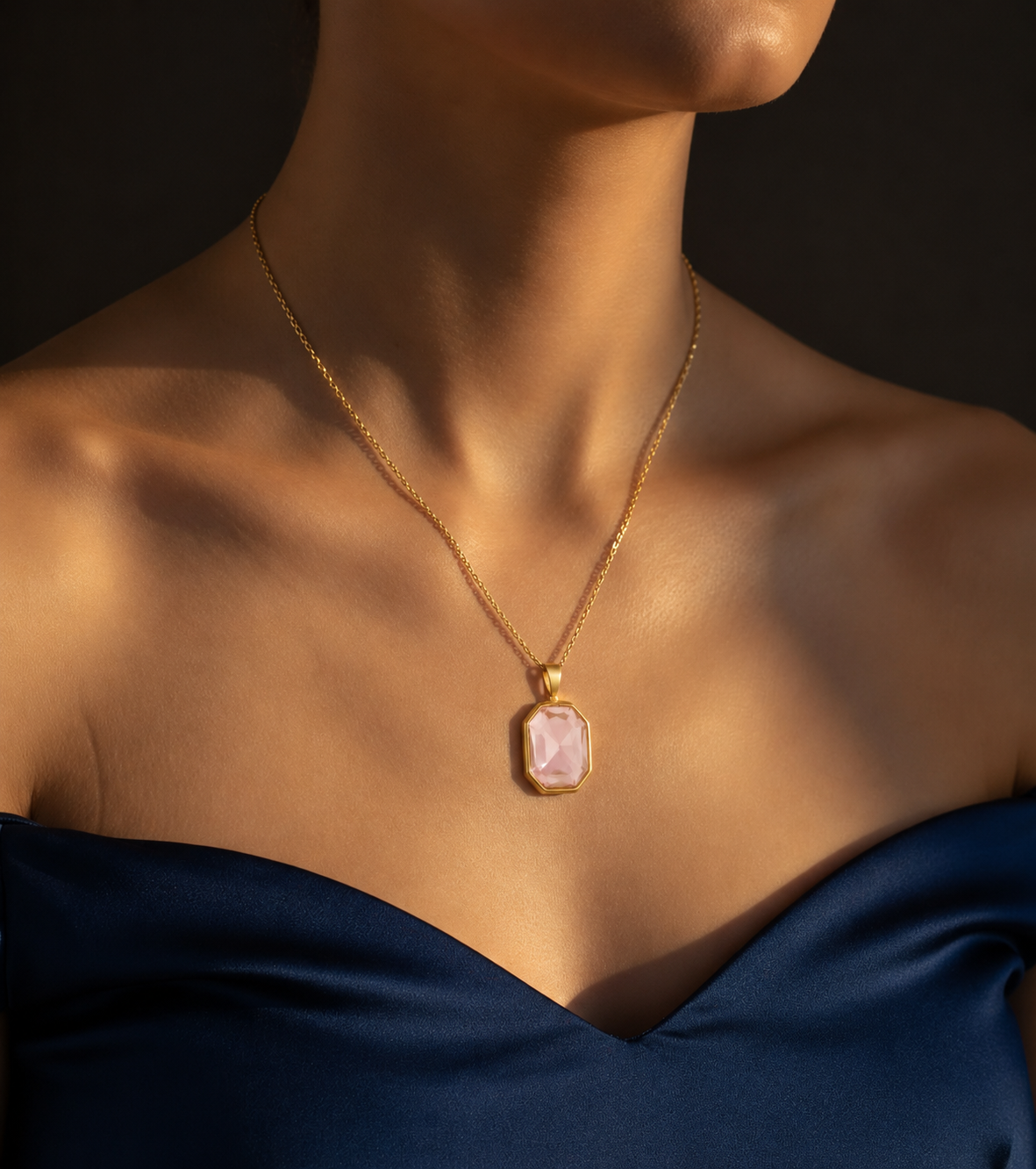 Blush Quartz Pendant Necklace
