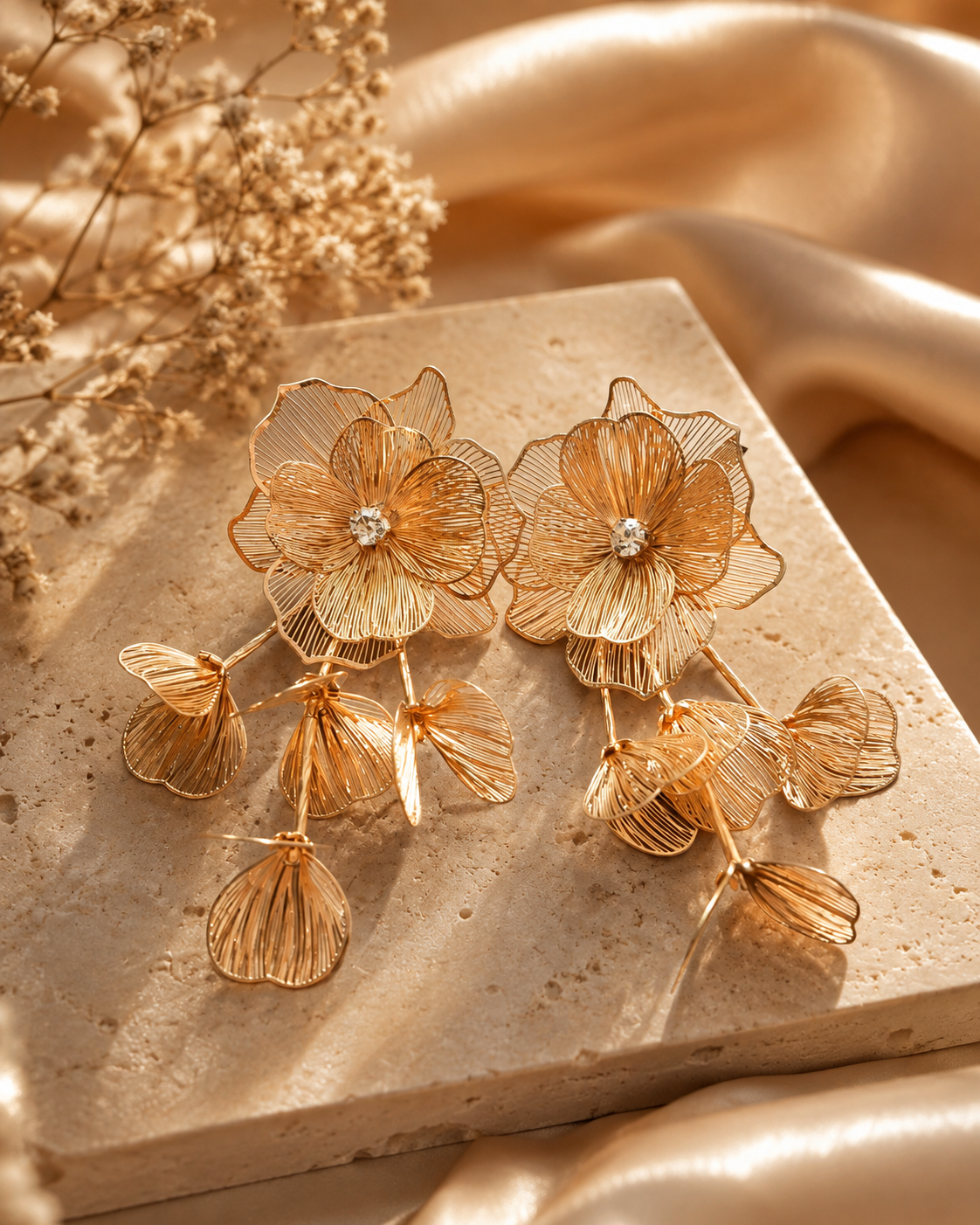 Golden Bloom Cascade Earrings