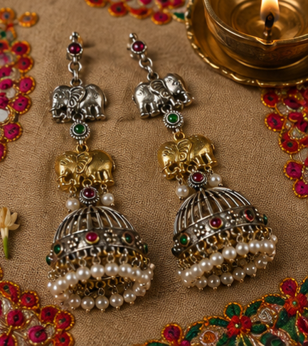 Elephant Jhumka Earrings