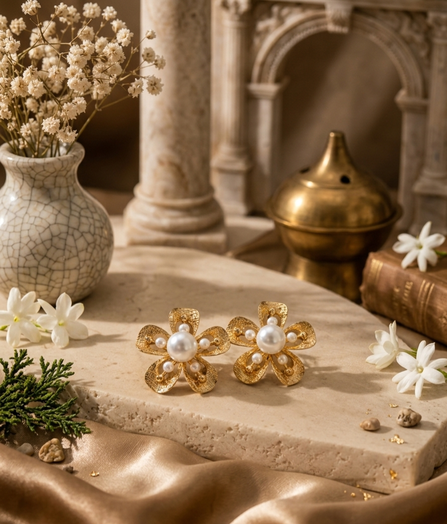 Pearl Bloom Statement Earrings