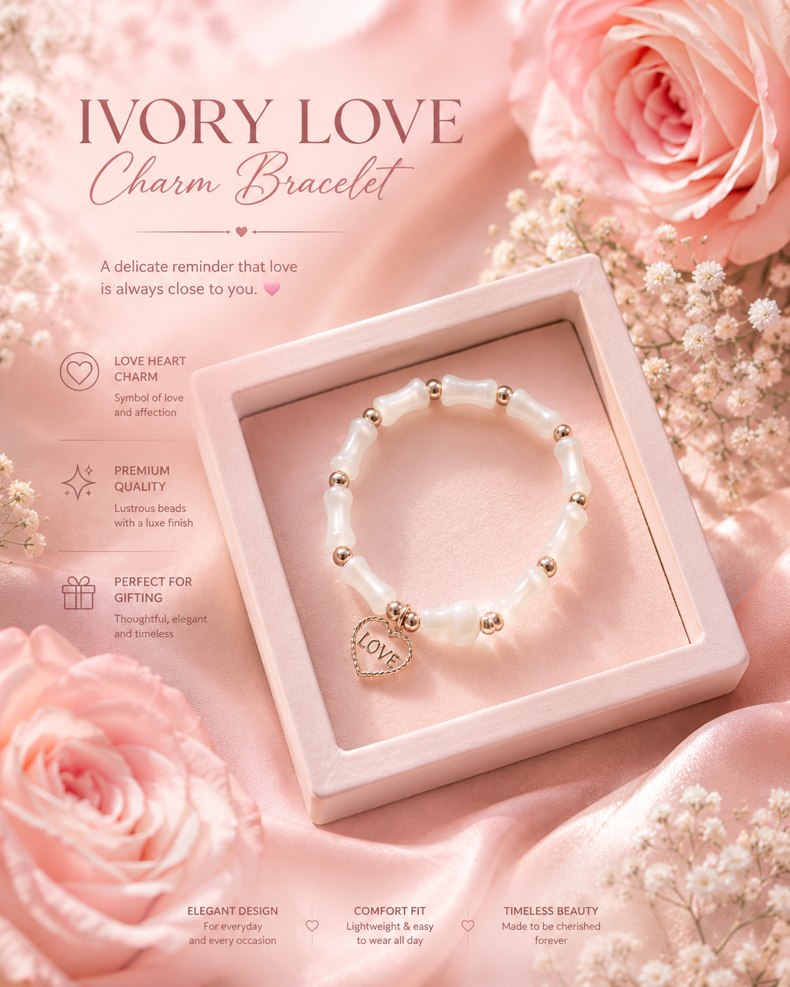 Ivory Love Charm Bracelet