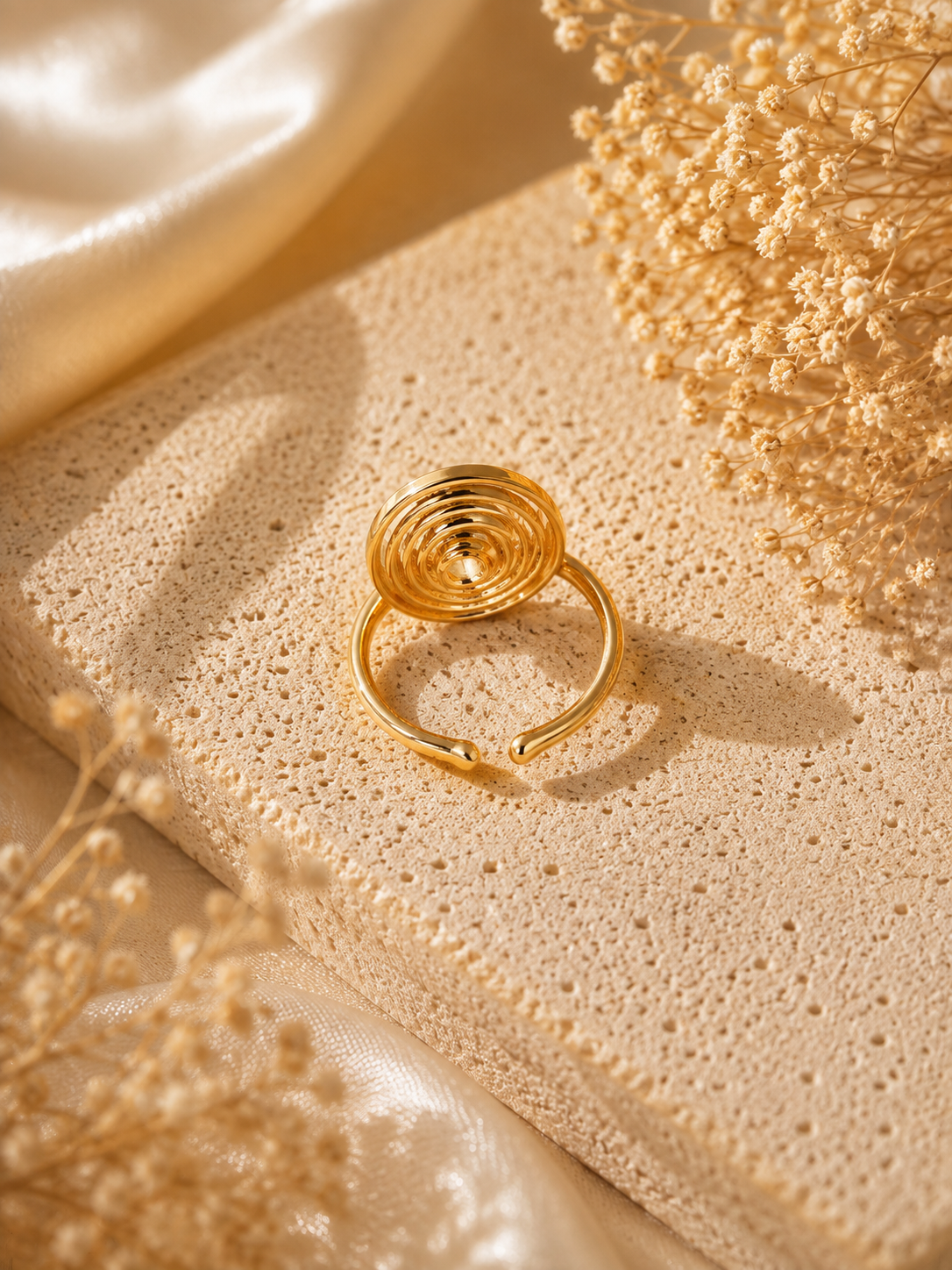 Golden Ripple Adjustable Ring