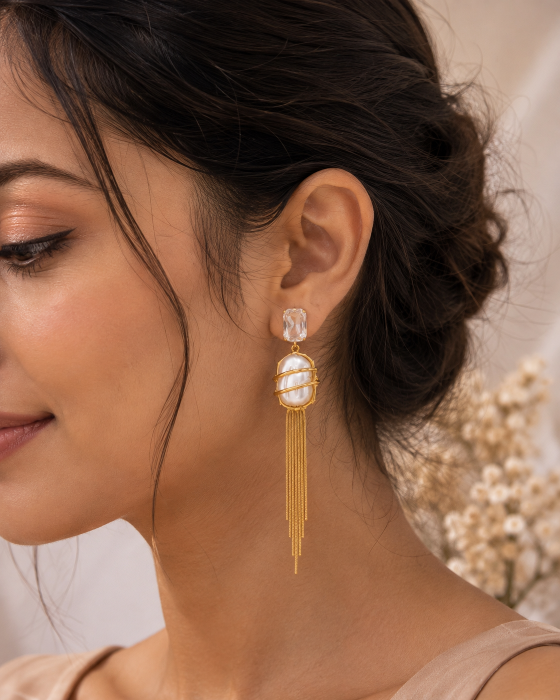 Pearl Cascade Tassel Earrings