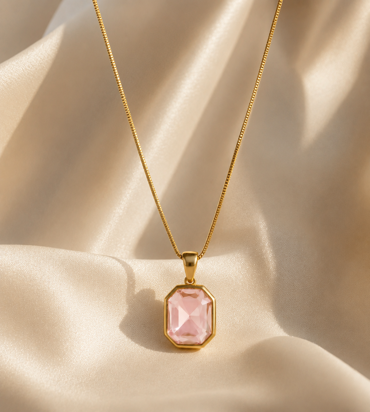 Blush Quartz Pendant Necklace
