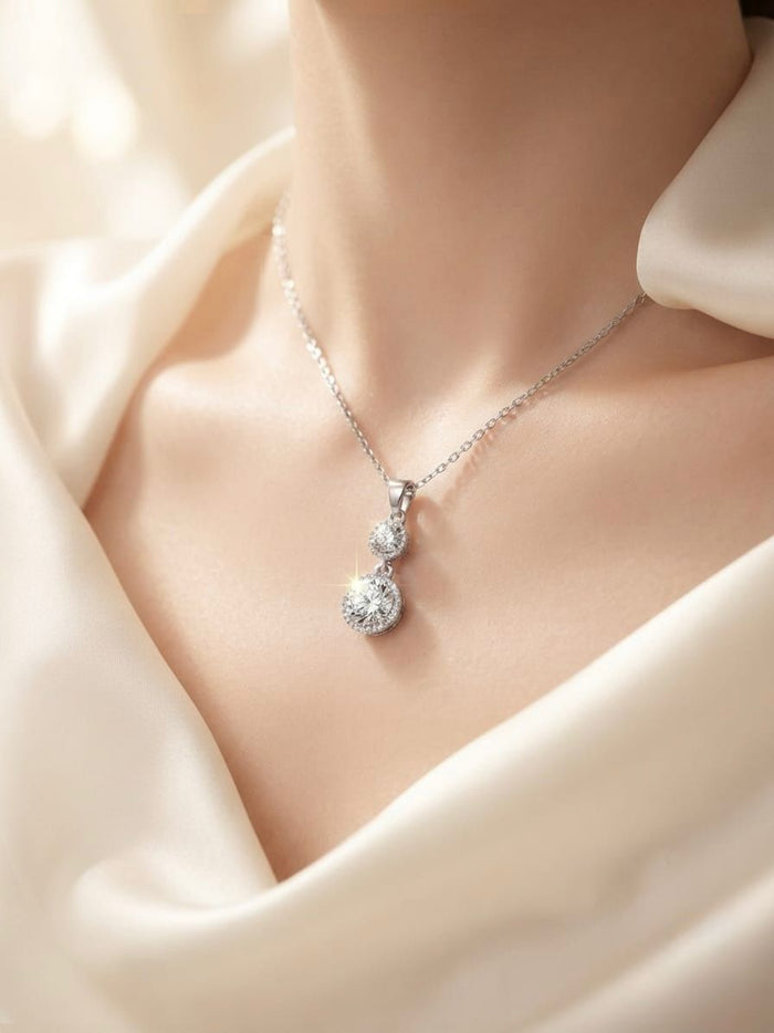 Twin Solitaire Drop Necklace