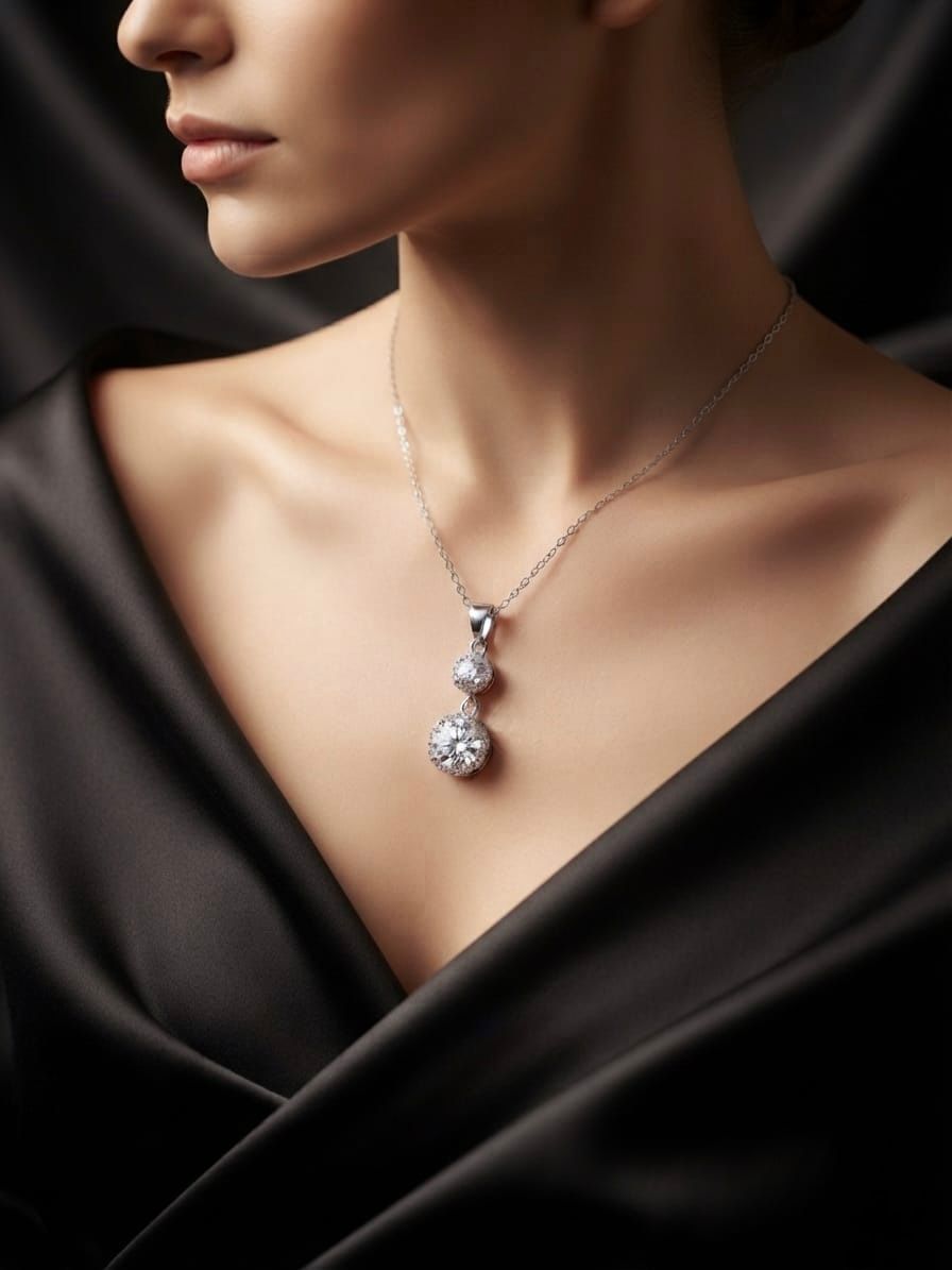 Twin Solitaire Drop Necklace