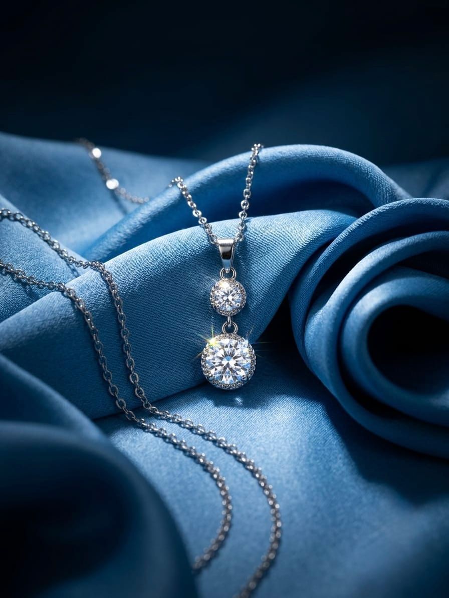 Twin Solitaire Drop Necklace