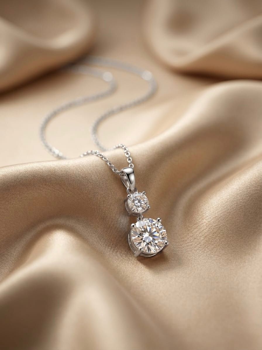 Twin Solitaire Drop Necklace