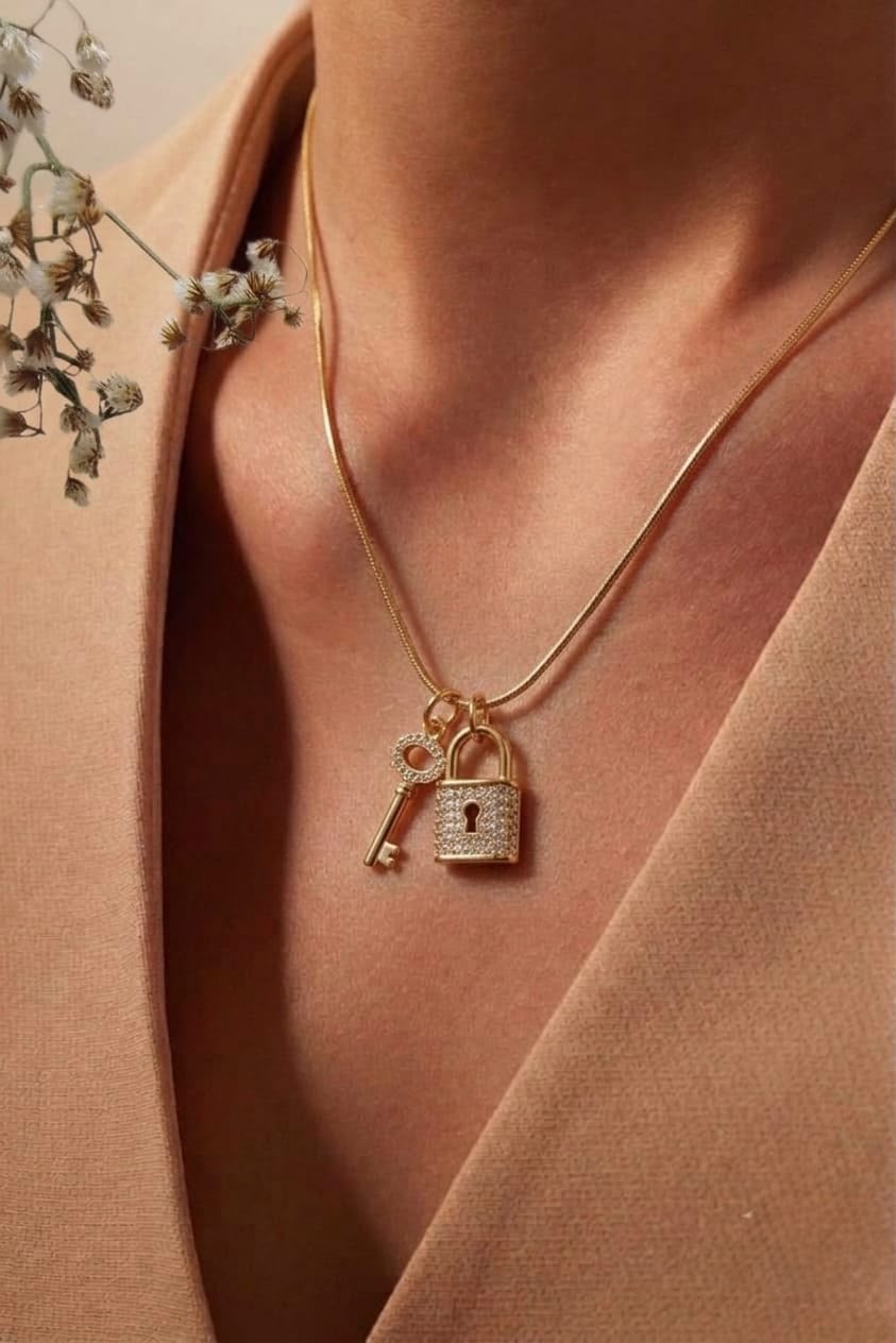 Vaulted Heart Padlock Necklace