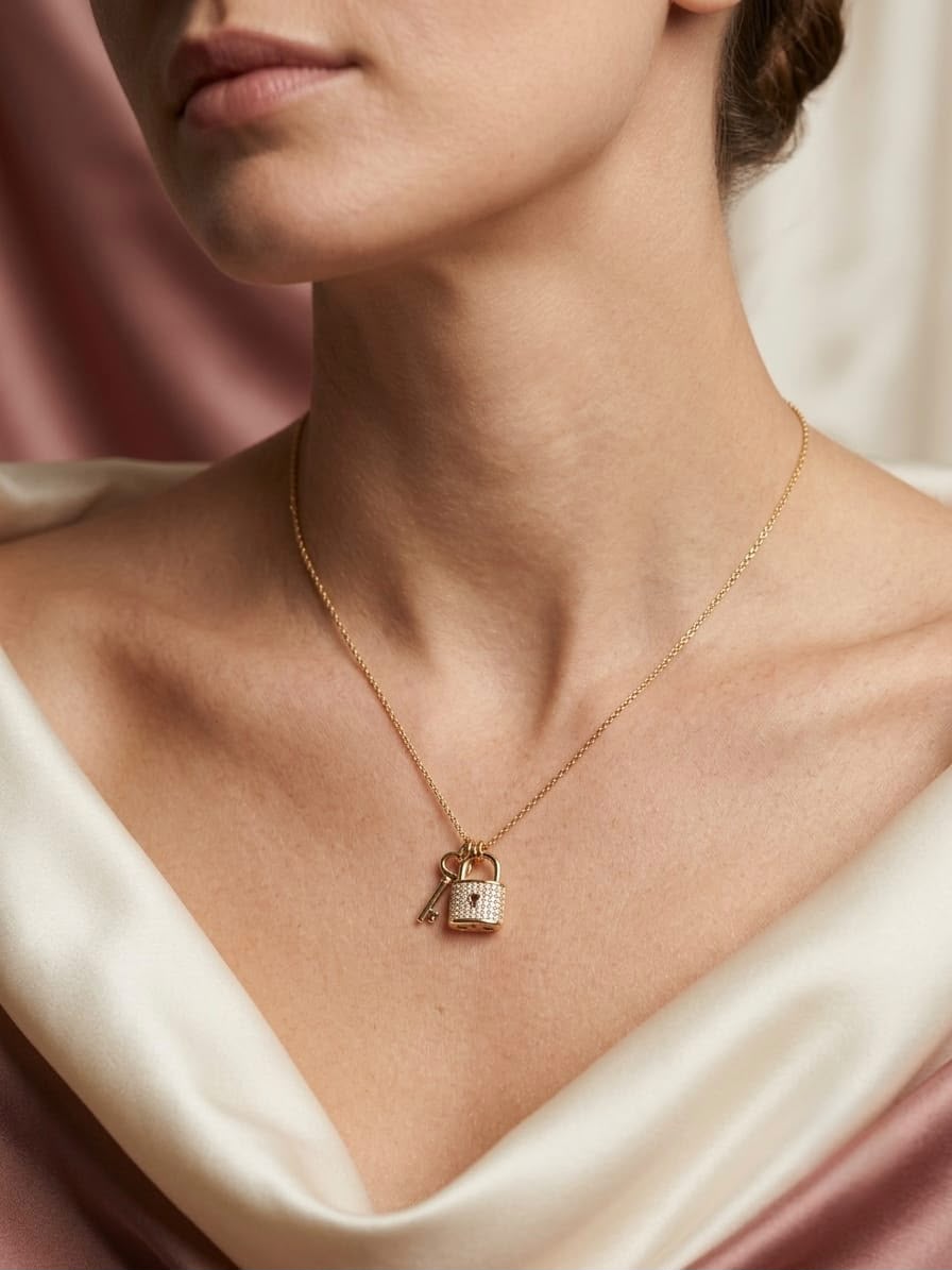 Vaulted Heart Padlock Necklace