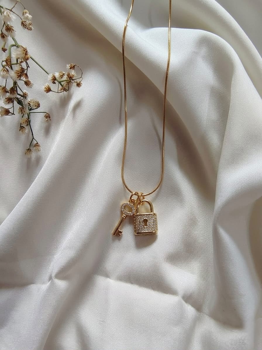 Vaulted Heart Padlock Necklace