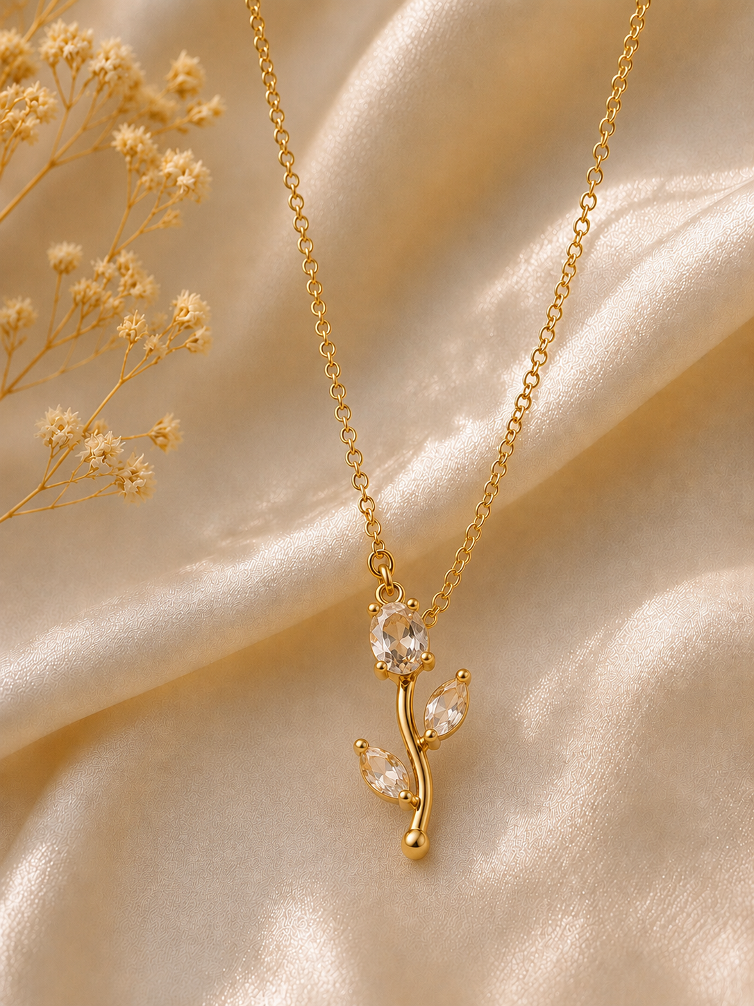 Crimson Bloom Pendant Necklace