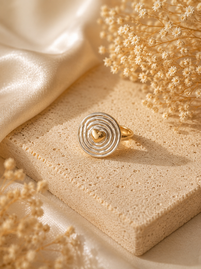Golden Ripple Adjustable Ring