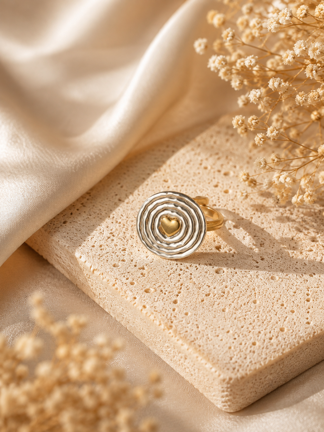 Golden Ripple Adjustable Ring