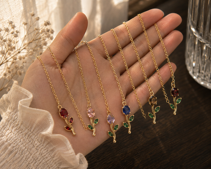 Crimson Bloom Pendant Necklace