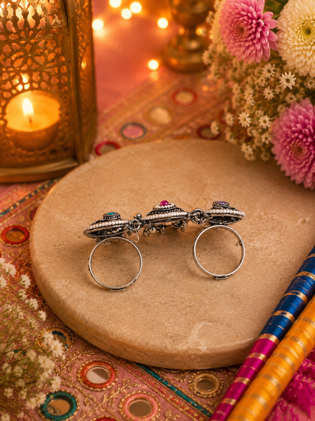 Rangrez Trio Oxidised Ring