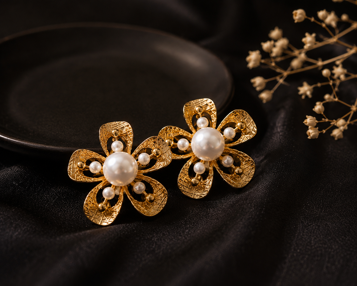 Pearl Bloom Statement Earrings