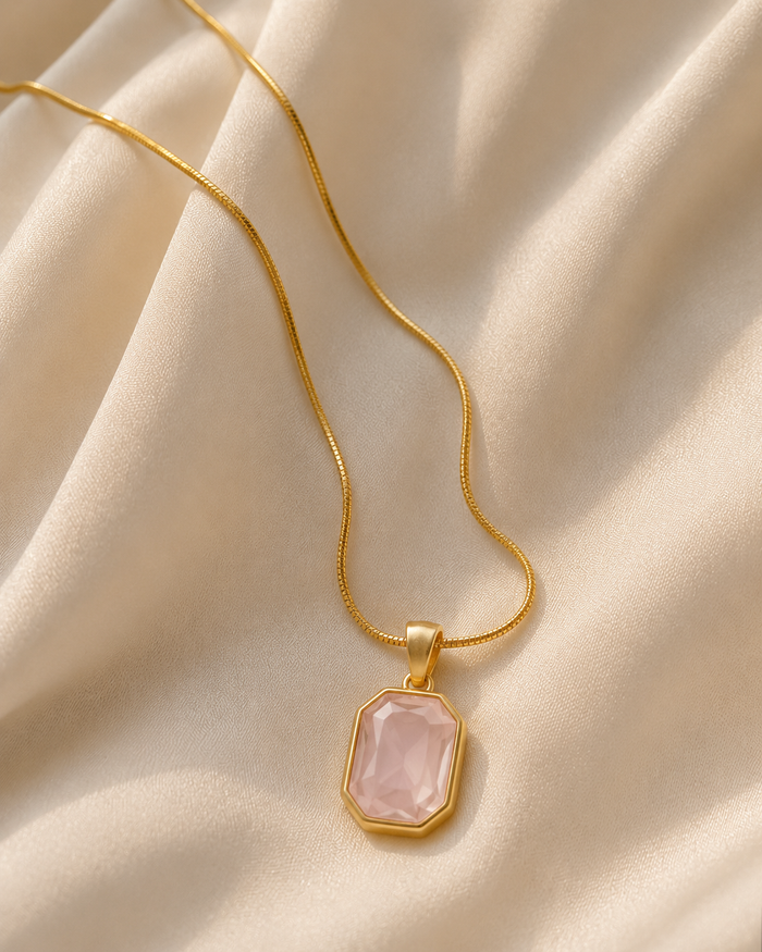 Blush Quartz Pendant Necklace