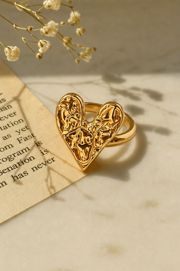 Sculpted Heart Anti-Tarnish Ring
