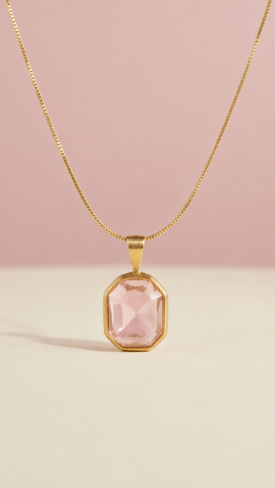 Blush Quartz Pendant Necklace