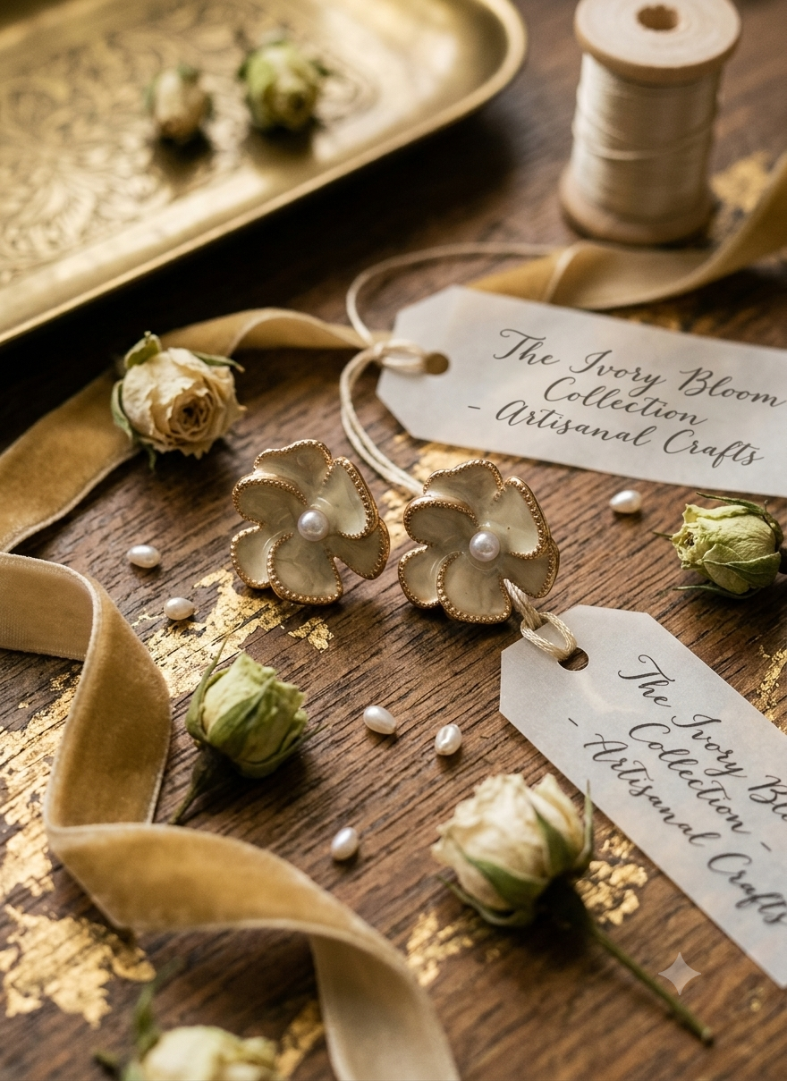Ivory Pearl Blossom Studs