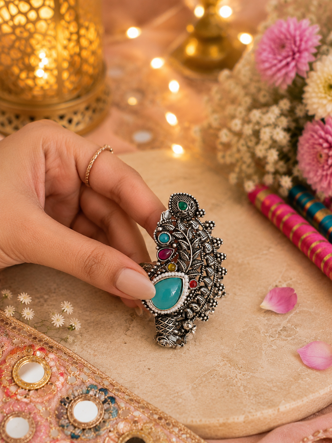 Rangrez Turquoise Statement Ring